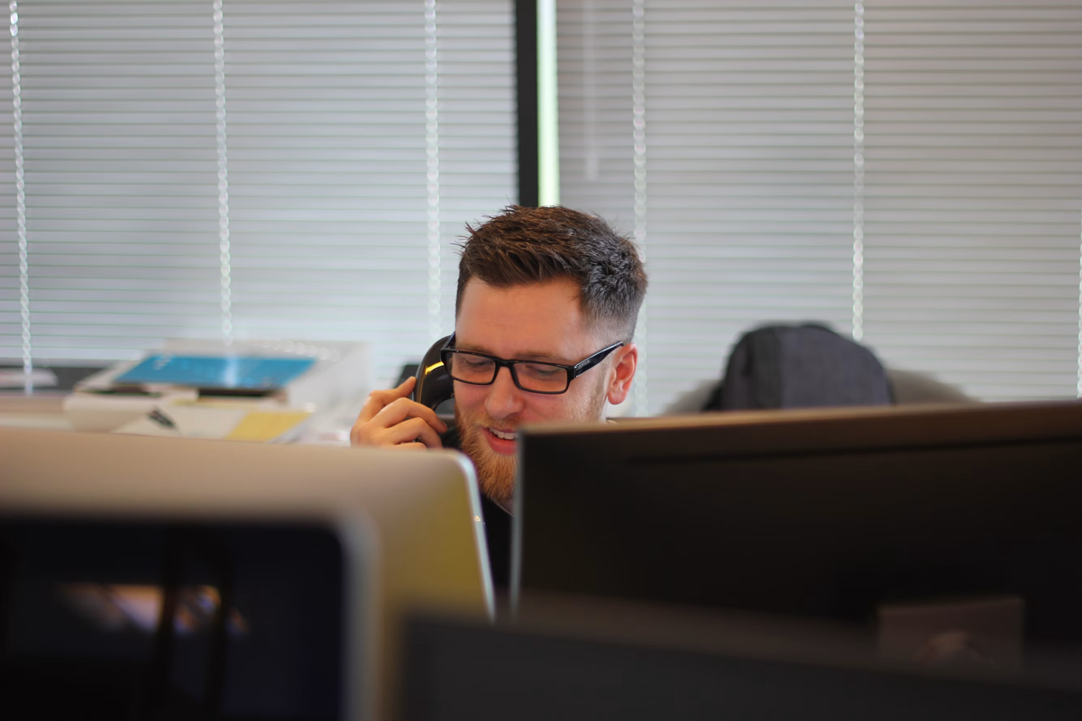 Support specialist on a call